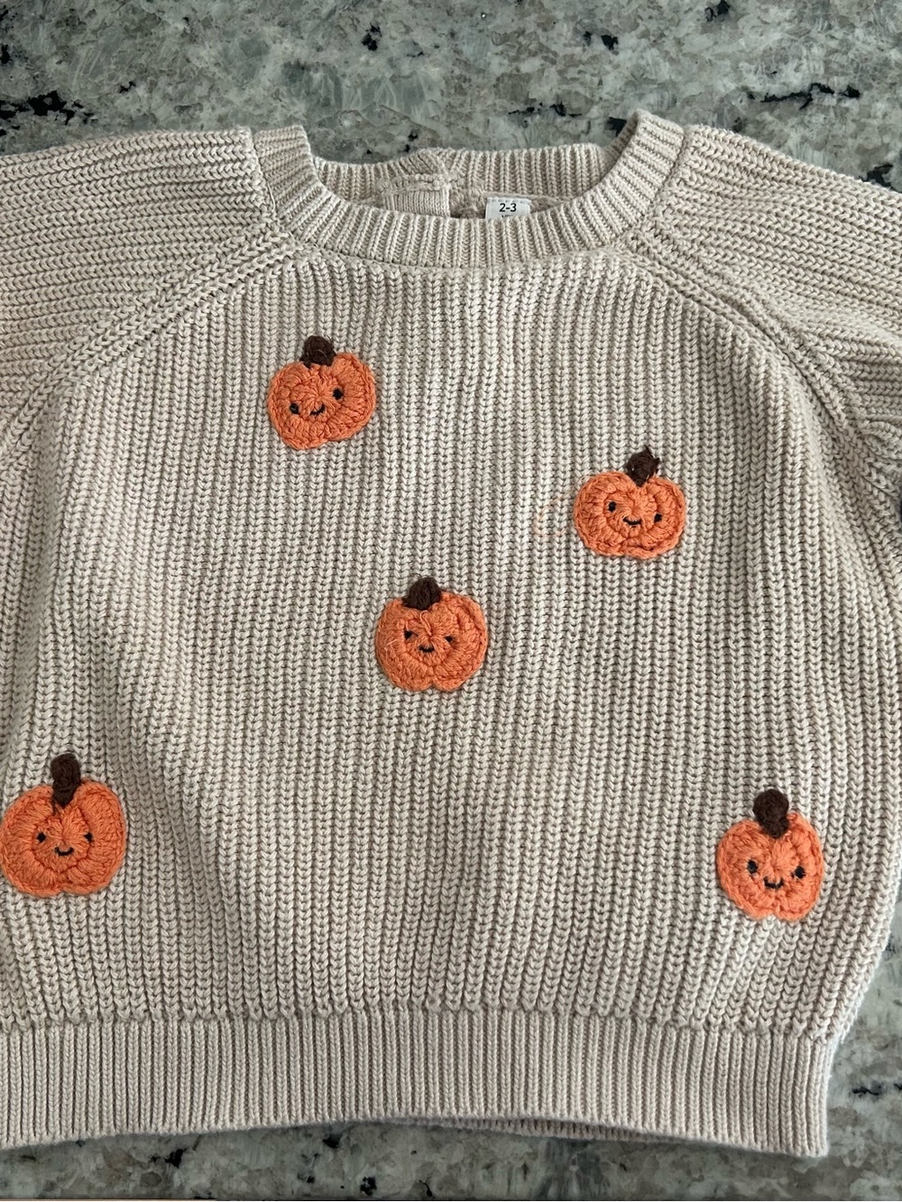 Marks & Spencer Cream Knit Sweater with Orange Pumpkin Appliqués